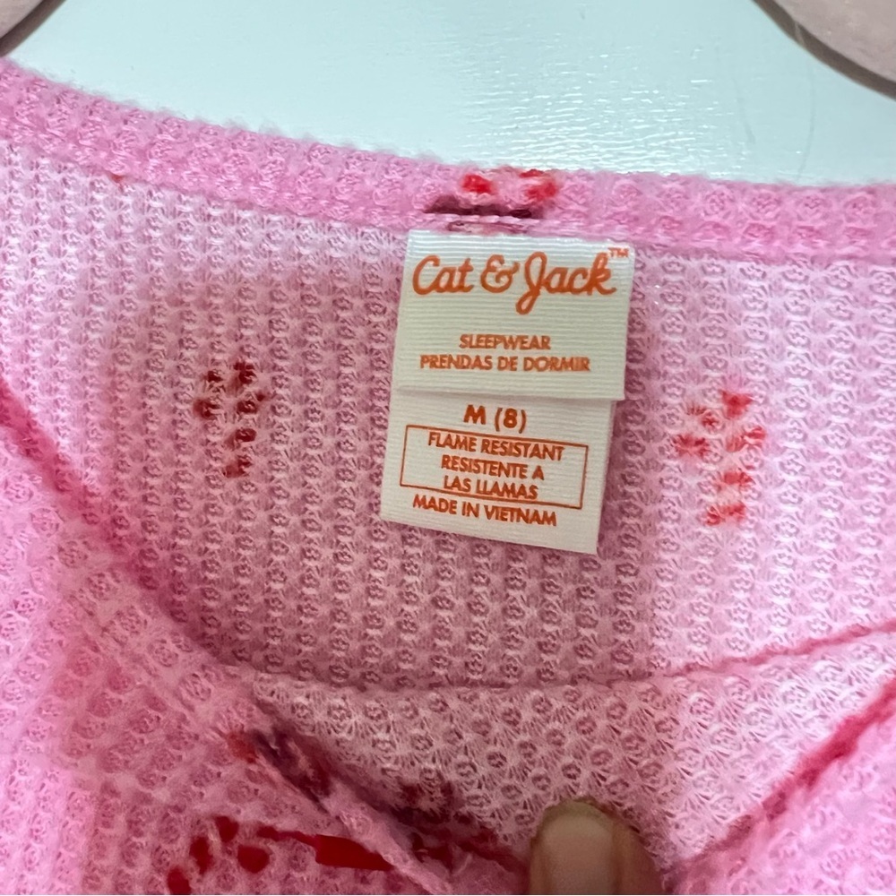 ❤️3/$15 NWT Cat & Jack Pink Long Sleeve Pajama Top - Size M - Picture 4 of 5